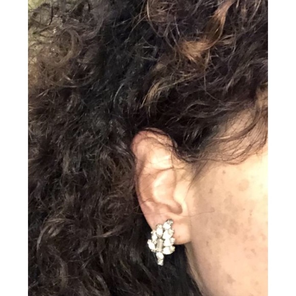 1930s Bouquet Rhinestone 925 Non-Pierced Earrings - Picture 3 of 5